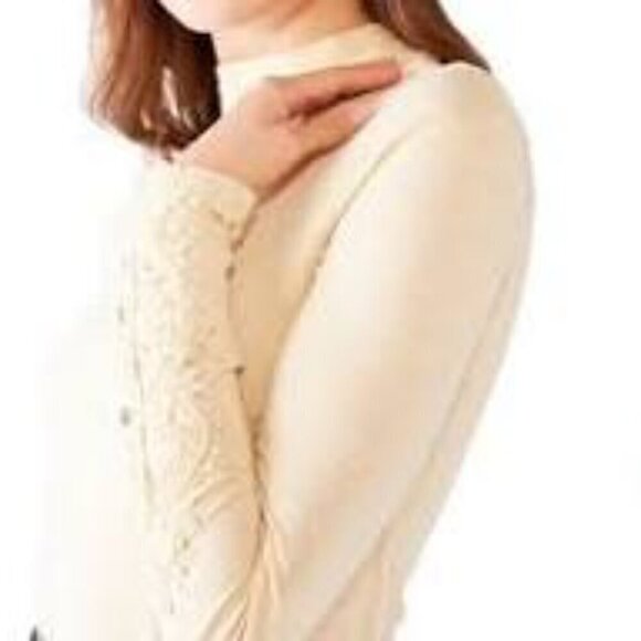 We The Free Tops - We the Free Hooked on You Mockneck Embroidered Boho Top Cream Size